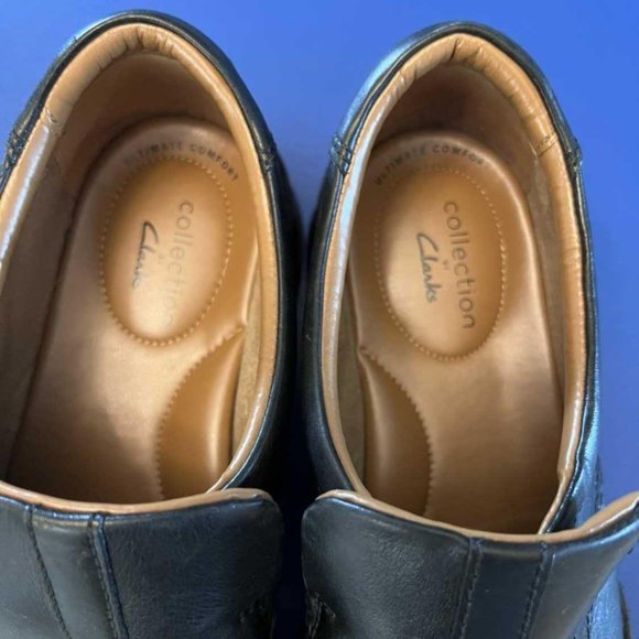 MENS SIZE 9.5 CLARK’S CASUAL DRESS SHOES - BLACK - Picture 2 of 8